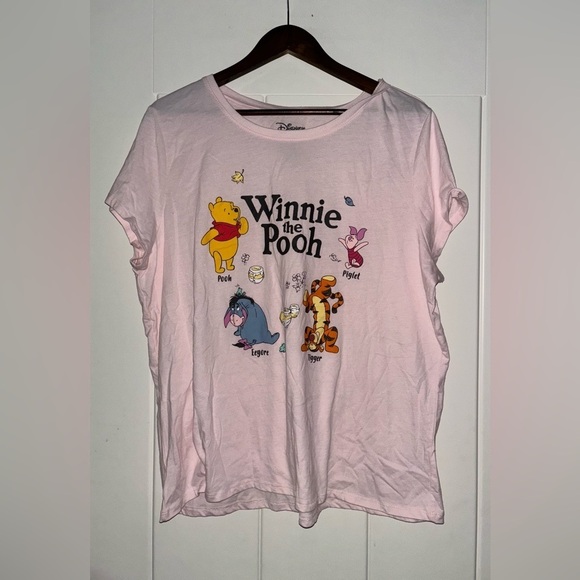 Disney Y2K Winnie The Pooh Piglet Tigger Eeyore Tee Shirt Cotton Pink Women XXL - Picture 1 of 5